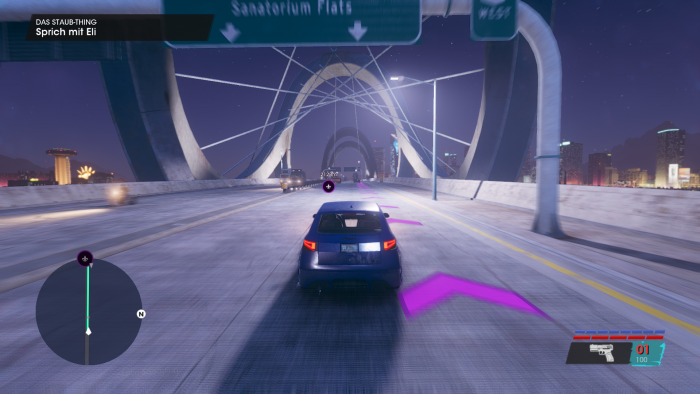 Diese Brücke ist das auffälligste Bauwerk in der Welt von Saints Row. (Bild: Deep Silver/Screenshot: Golem.de)