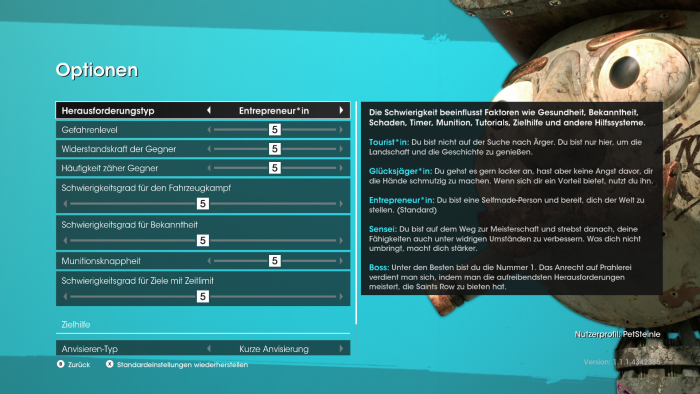 Der Schwierigkeitsgrad lässt sich jederzeit ändern. (Bild: Deep Silver/Screenshot: Golem.de)
