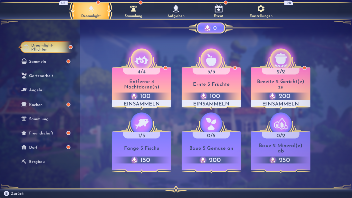 Eine von sehr, sehr vielen Übersichten mit Sammelkram. (Bild: Disney/Screenshot: Golem.de)