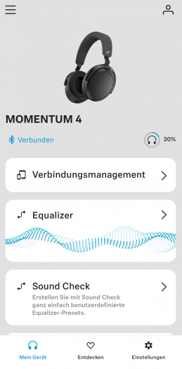 Startseite der Smart-Control-App für Momentum 4 Wireless (Screenshot: Golem.de)