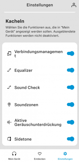 Die Kacheln auf der Startseite der Smart-Control-App lassen sich bei Bedarf ausblenden. (Screenshot: Golem.de)