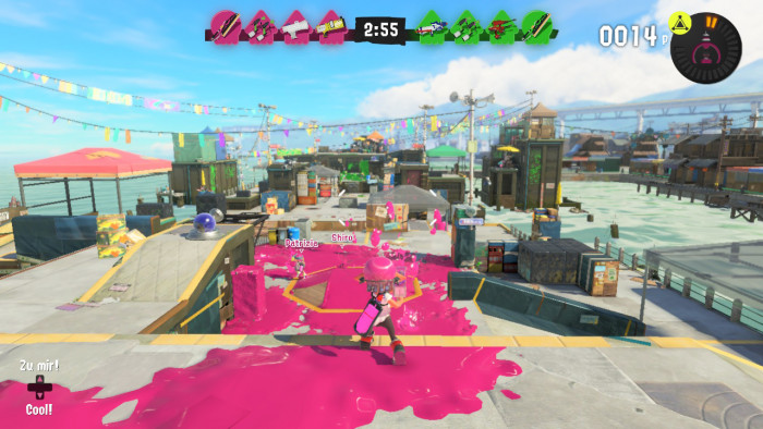 In Revierkämpfen färben wir die Umgebung um die Wette ein. (Bild: Nintendo/Screenshot: Golem.de)