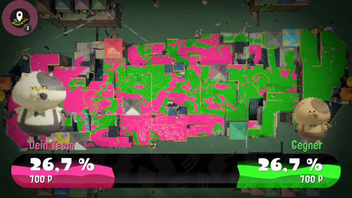 Nach Abschluss der Partie sehen wir, wer wie viel Farbe verkleckst hat. (Bild: Nintendo/Screenshot: Golem.de)