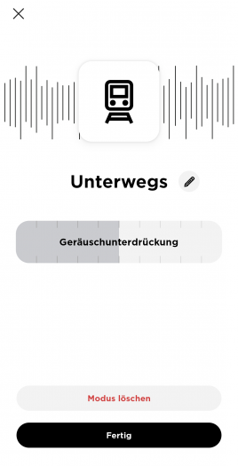 Wer die ANC-Stufe anpassen will, muss einen neuen Modus anlegen. (Screenshot: Golem.de)