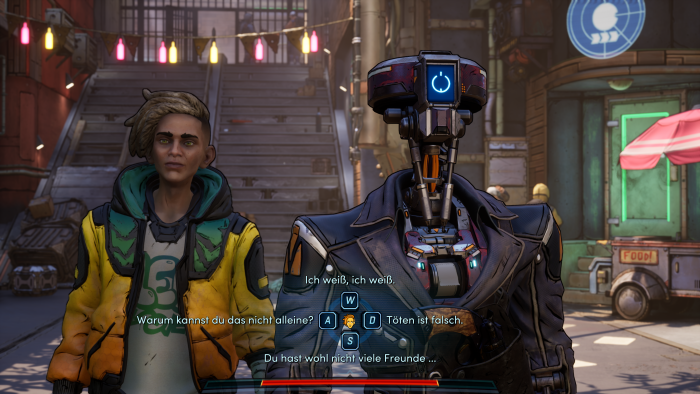 Innerhalb von ein paar Sekunden müssen wir die richtige Antwort wählen. (Bild: Gearbox/Screenshot: Golem.de)