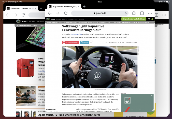 Es ist auch möglich, eine App in mehreren Fenstern zu nutzen. (Bild: Tobias Költzsch/Golem.de)