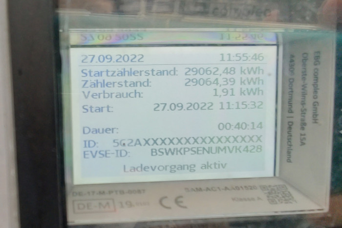 In 40 Minuten wurden nur 1,91 kWh nachgeladen. Das wären nur 2,9 kWh pro Stunde. (Foto: Friedhelm Greis/Golem.de)
