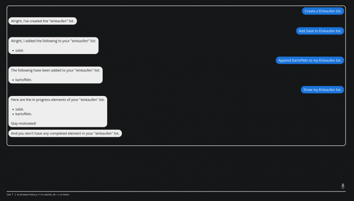 Das Skill "To-Do-List" als Einkaufszettel (Screenshot: Thorsten Müller)