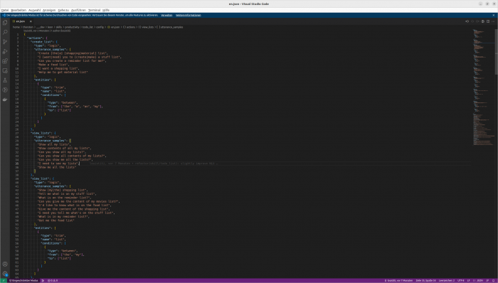 Auszug einer englischsprachigen Skill-Konfiguration (Screenshot: Thorsten Müller)