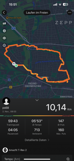 Die Auswertung einer Trainingseinheit in der App (Bild: Amazfit/Screenshot: Golem.de)