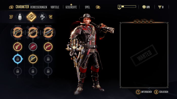 Im Spielverlauf können wir Jesse und Ausrüstung tunen. (Bild: Focus Entertainment/Screenshot: Golem.de)