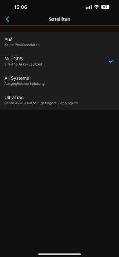 Diese Optionen finden sich im GPS-Menü. (Bild: Garmin / Screenshot: Golem.de)