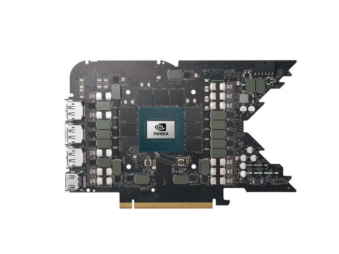 Geforce RTX 4080 - hier sind auch die DRAM-Chips mit insgesamt 16 GByte Kapazität zu sehen. (Bild: Nvidia)