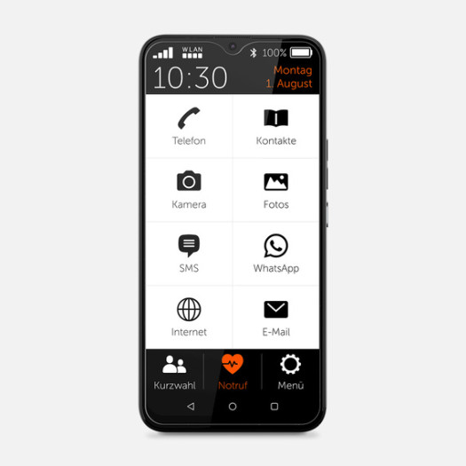 Das Gigaset GS5 Senior hat eine besonders kontrastreiche Benutzeroberfläche. (Bild: Gigaset)