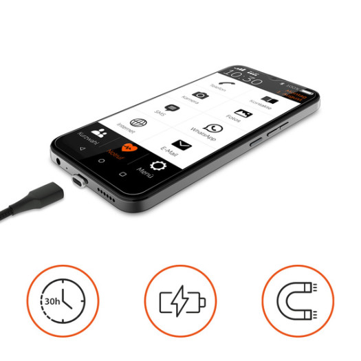 Das Ladekabel wird über einen magnetischen Adapter angeschlossen. (Bild: Gigaset)