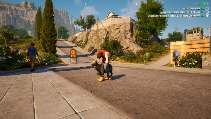 Pilgor mit Passant im Sattel. (Bild: Coffee Stain Studios / Screenshot: Golem.de)