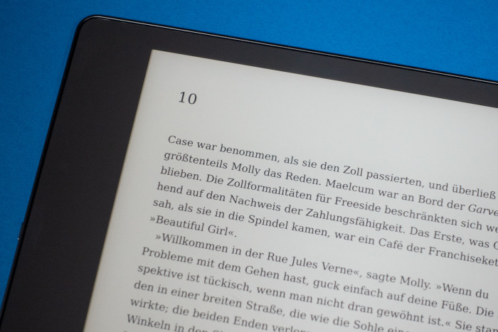 Das Schriftbild auf dem Kindle Scribe ist dank 300 ppi scharf. (Bild: Tobias K&ouml;ltzsch/Golem.de)