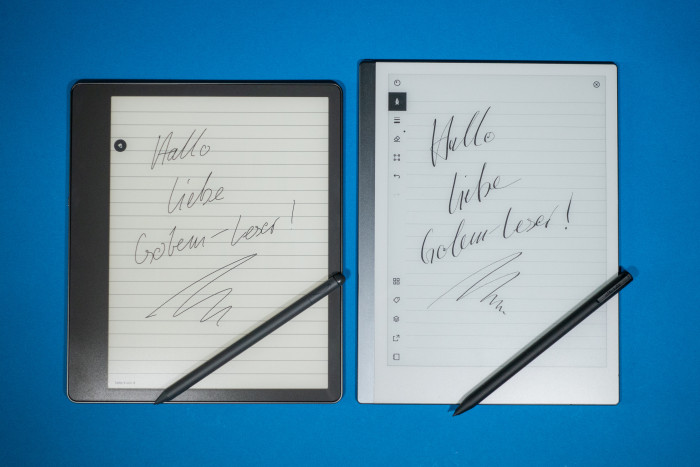 Die Schreiboptionen sind verglichen mit dem Remarkable 2 beim Kindle Scribe weniger umfangreich. (Bild: Tobias K&ouml;ltzsch/Golem.de)