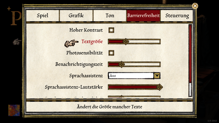 Im Optionenmenü können wir unter anderem die Schriftgröße verändern. (Bild: Microsoft / Screenshot: Golem.de)