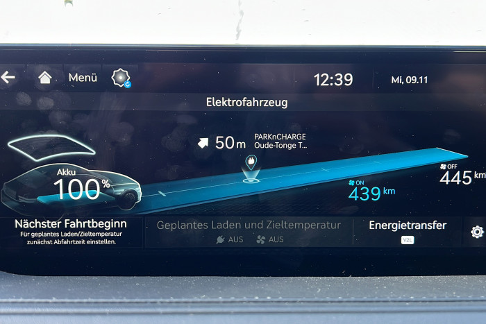Die Reichweite bei vollem Akku wird mit 445 km angegeben.  (Foto: Dirk Kunde)