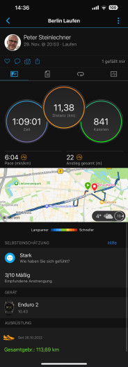 Garmin zeigt die Übersicht über das gleiche Training in der Kurzansicht ... (Bild: Garmin / Screenshot: Golem.de)