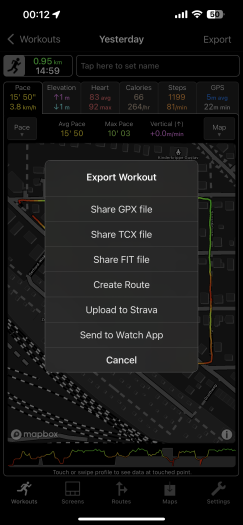 Vorbildlich: Die Exportoptionen in Workoutdoors (Bild: CCS Ltd/Screenshot: Golem.de)