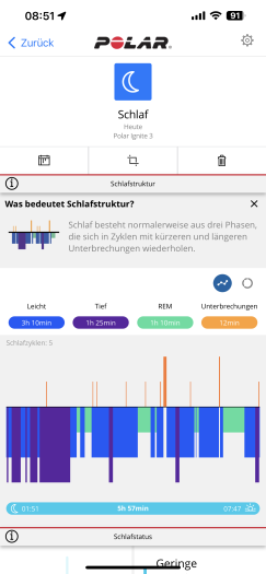 Und hier die gleichen Daten in der Polar-App auf unserem Smartphone (Bild: Polar/Screenshot: Golem.de)