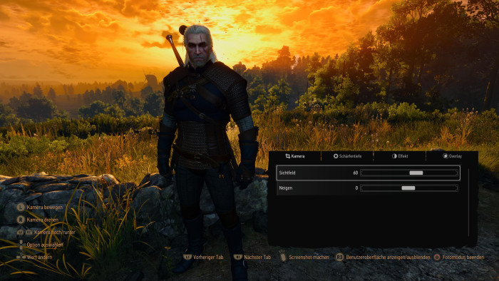 Der Fotomodus wird auf Konsole mit einem Druck auf beide Analogsticks aufgerufen. (Bild: CD Projekt Red / Screenshot: Golem.de)