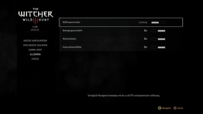 Der Leistungsmodus im Menü der Playstation 5. (Bild: CD Projekt Red / Screenshot: Golem.de)