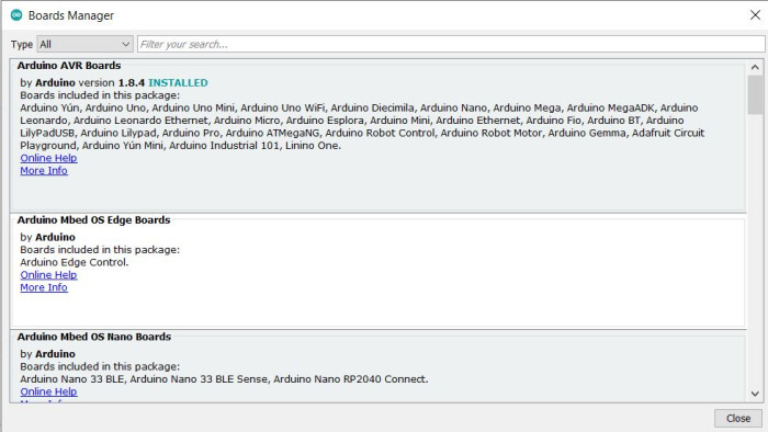 Der Board-Manager in der Arduino IDE (Bild: Marcus Toth)