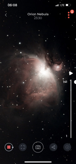 Ein gutes Bild vom Orionnebel, trotz der etwas begrenzten Aufl&ouml;sung von zwei Megapixeln (Bild: Mario Keller)