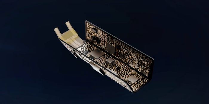 Wird eine Platine gefaltet, kann der Raum oft besser genutzt werden, Gehäuse können kleiner ausfallen. (Bild: AT&amp;S)
