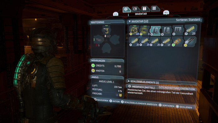 Das Inventar ist rasch gef&uuml;llt, so dass wir immer wieder wertvolle Ausr&uuml;stung entsorgen m&uuml;ssen. (Bild: EA / Screenshot: Golem.de)