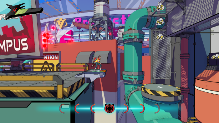 Ab und zu sehen wir Chai wie in einem Jump 'n' Run von der Seite. (Bild: Microsoft / Screenshot: Golem.de)