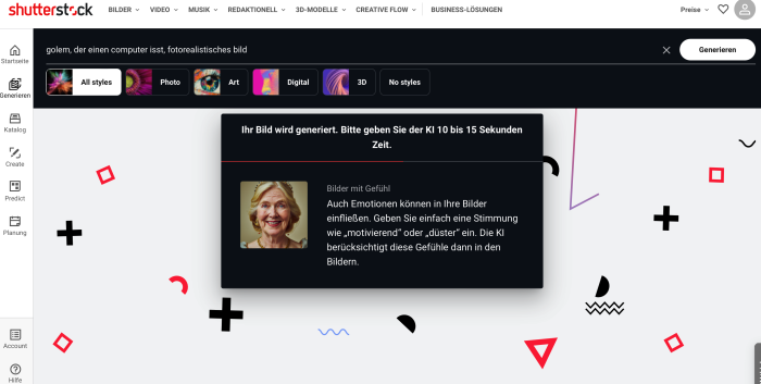 KI-Bildgenerator von Shutterstock (Shutterstock/Screenshot: Golem.de)