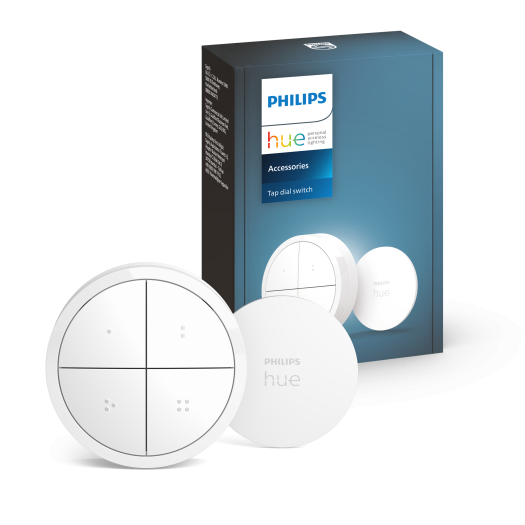 Philips Hue Tap-Dial-Schalter mit runder  Wandhalterung (Bild: Signify)