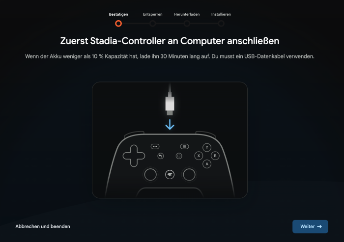 Stadia-Controller auf Bluetooth umstellen Schritt 4 (Screenshot: Golem.de)