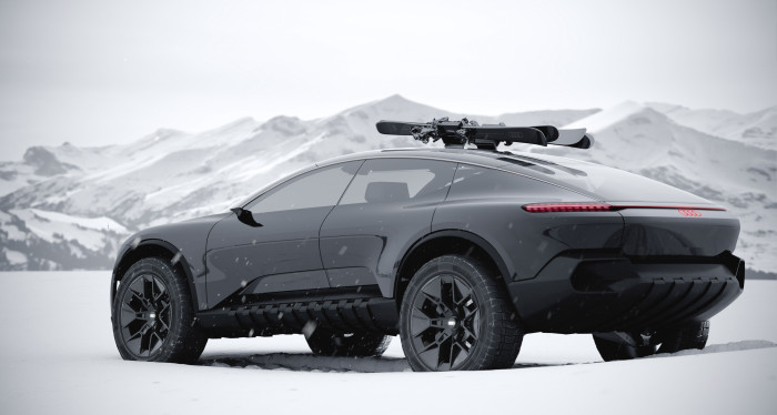 Auf dem Dach befindet sich eine versenkbare Halterung für Skier. (Foto: Audi) 