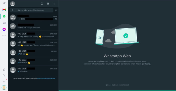 Rambox bietet mit aktuell 727 Messengern und Messaging-Diensten eine breite Auswahl. Die Darstellung der Chats erfolgt mit den offiziellen Web-Interfaces. (Screenshot: Leo Dessani)