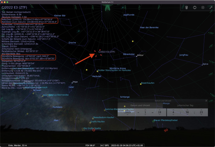 Die Software Stellarium hilft bei der Planung von Astrofotos. (Bild: Mario Keller)