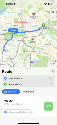 Die neue Fahrradnavigation in Apple Karten (Bild: Apple/Screenshot: Golem.de)