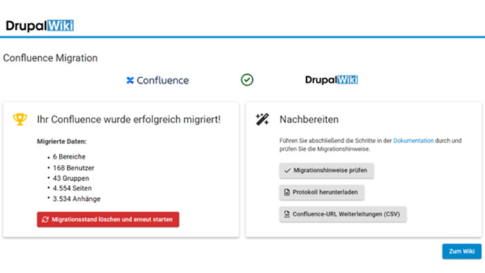 Mit wenigen Klicks alle Confluence-Inhalte automatisch migrieren (Bild: KontextWork)