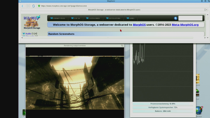 Eine native Demo und der offene Browser reizen die CPU aus. (Screenshot: Martin Wolf/Golem.de)