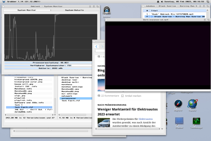 Hier läuft im Vordergrund ein h.264-codiertes Video, das der eingebaute Screen-Grabber nicht mit aufnimmt. (Screenshot: Martin Wolf/Golem.de)