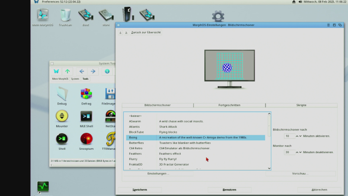 Die Bildschirmschoner erinnern an alte Zeiten. (Screenshot: Martin Wolf/Golem.de)