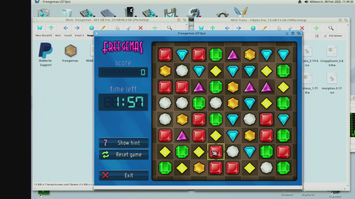 Ein Bejeweled-Klon läuft nativ auf MorphOS. (Screenshot: Martin Wolf/Golem.de)