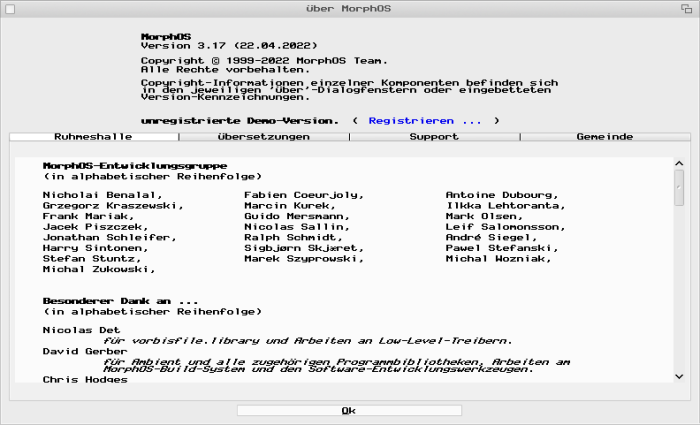 MorphOS ist das Werk einiger weniger Entwickler - und damit umso beeindruckender. (Screenshot: Martin Wolf/Golem.de)