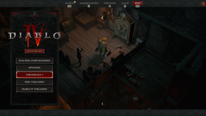 Im Menü geht es direkt zum Vorverkauf. (Screenshot: Oliver Nickel/Golem.de)