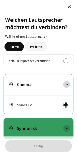 In dieser Übersicht kann die Zuordnung der Symfonisk-Fernbedienung zu Sonos-Lautsprechern geändert werden. (Bild: Ikea/Screenshot: Golem.de)