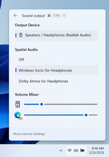 Geplante Änderungen für den Windows-11-Audiomixer. (Bild: Microsoft)